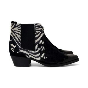 Western Zebra Print Suede Leather Chelsea Ankle Boots Size 41 / 10 Cowgirl‎ Fall